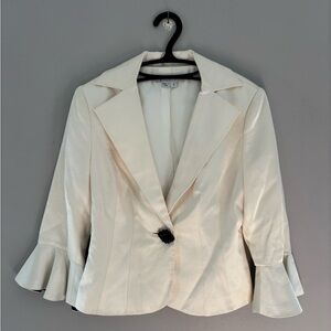 Kay Unger Cream Blazer with Ruffle Sleeves